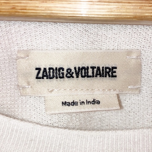 ZADIG & VOLTAIRE Portland Love Strass Shortsleeve Sweatshirt White & Multi SZ: L - Picture 4 of 13